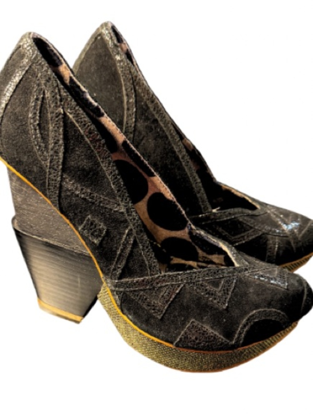 Irregular Choice black leather 90s Supermodel Mcbling platform heels Size 8.5